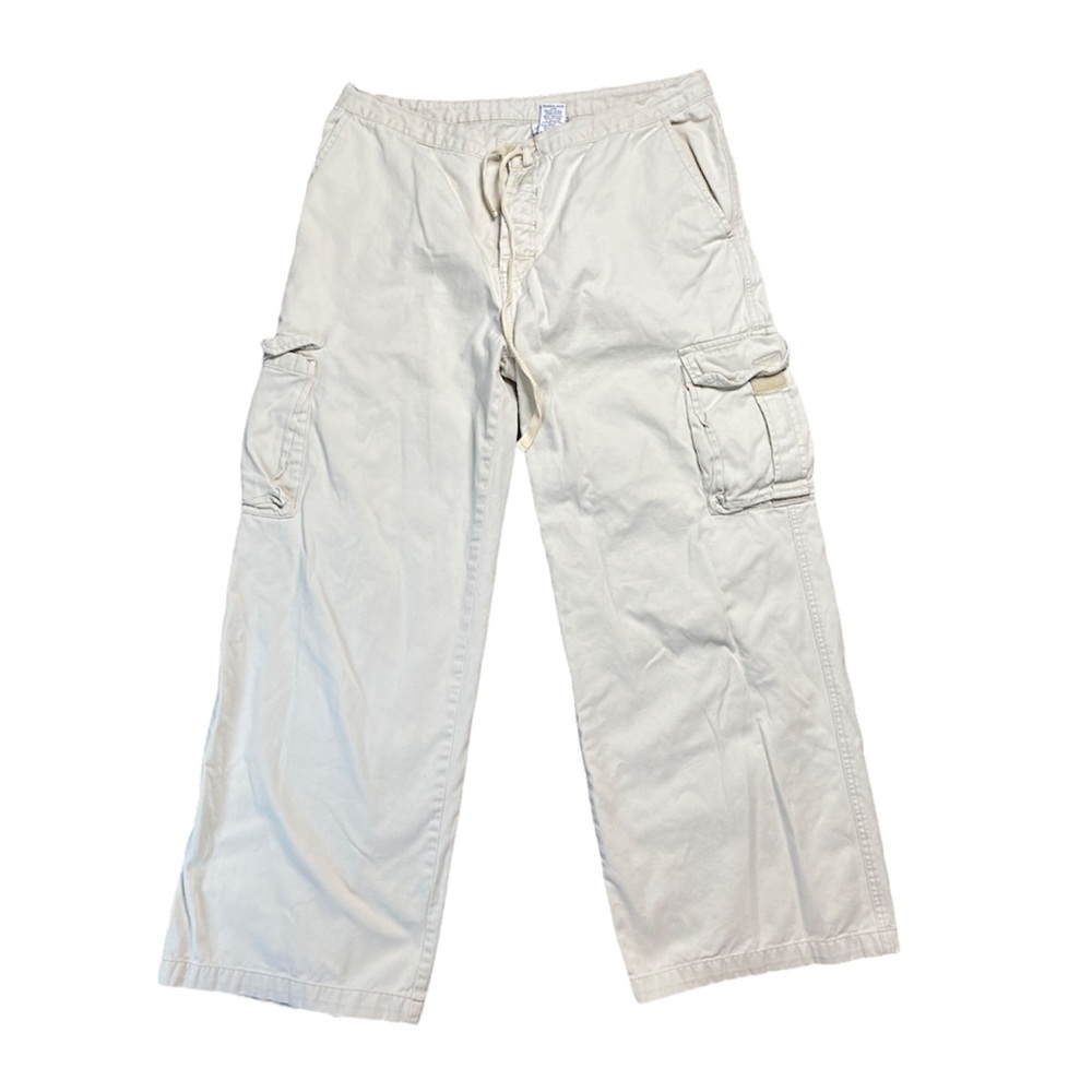90s Y2K Vintage Calvin Klein Jeans Wide Leg Cargo Pants in Off-White/Cream